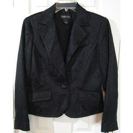NWT Style & Co Women's Dressy Black Floral Jacquard Lined Blazer Jacket, 10, $90