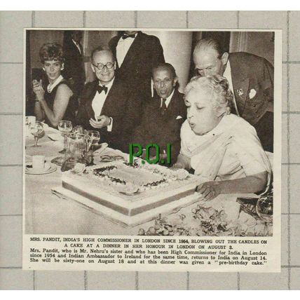 (4672) Mrs Pandit Mr Nehru Sister India Birthday Cake London - 1961 Clip