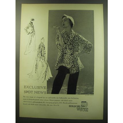 1949 Bergdorf Goodman Ad - Dinner Pajamas, Peignoir, Hearth-and-Homecoat