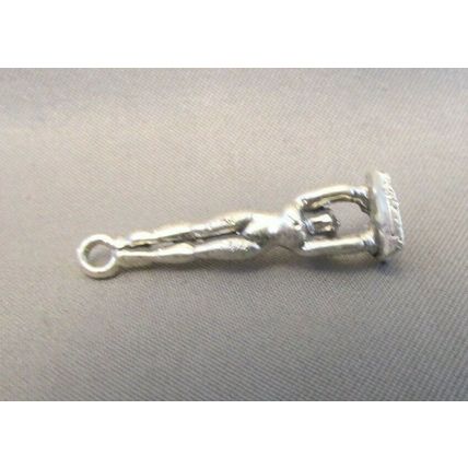 VINTAGE STERLING SILVER 3D GYMNASTICS GYMNAST GIRL PENDANT CHARM USA