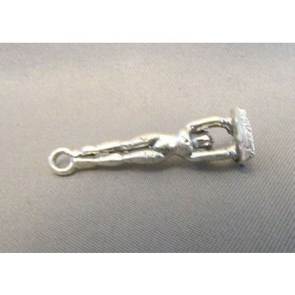 VINTAGE STERLING SILVER 3D GYMNASTICS GYMNAST GIRL PENDANT CHARM USA