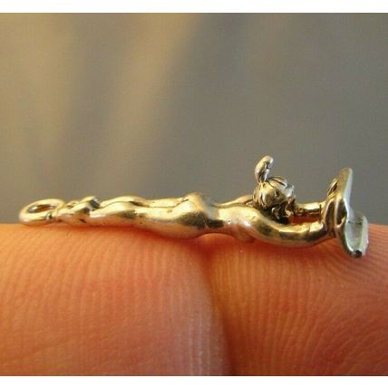 VINTAGE STERLING SILVER 3D GYMNASTICS GYMNAST GIRL PENDANT CHARM USA