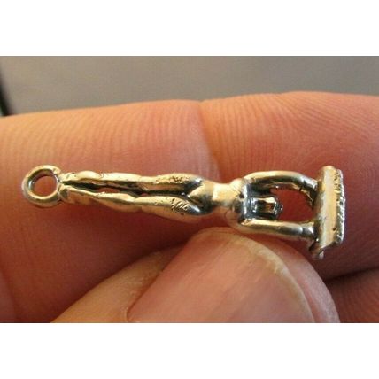 VINTAGE STERLING SILVER 3D GYMNASTICS GYMNAST GIRL PENDANT CHARM USA