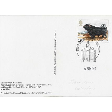 GB 1984 March PHQ FDC Cattle 28p Liverpool special pm