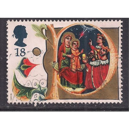 GB 1991 QE2 18p Christmas 'Adoration of the Magi ' used SG 1582 ( M352 )