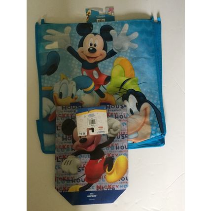 New Disney Mickey & Friends 13'' x 12'' x 6'' Reusable Tote Bag & 2 Small Bags