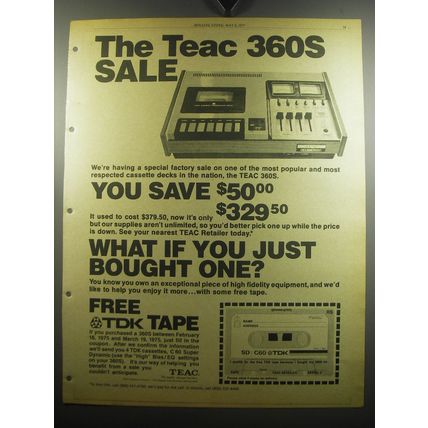 1975 Teac 360S Cassette Deck Advertisement