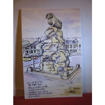 THE RAM STATUE, MOFFAT by G. Lyons, 1986 , HIGHLAND, SCOTLAND unused postcard #
