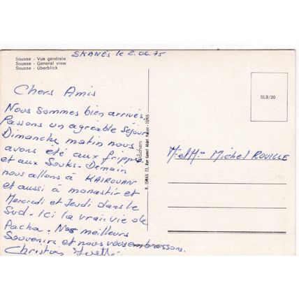Sousse Tunisia Postcard used 1975 crease