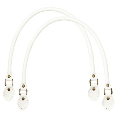 Pair Of Genuine Leather Replacent Bag Handbag Handles (White - 40cm)