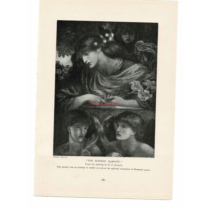 Blessed Damozel, D G Rossetti, Book Illustration (Print), c1920