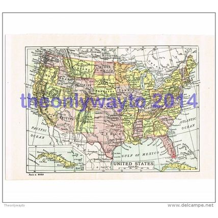 United States, Book Map Illustration (Print), John Bartholomew, c1907