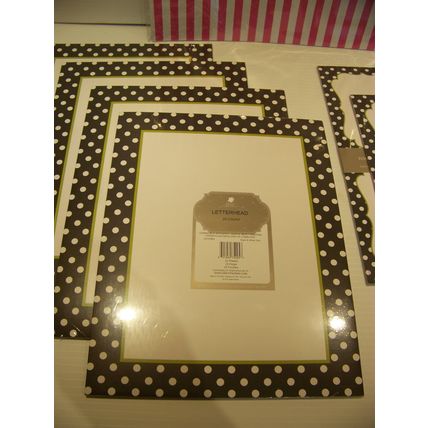 PERFECTLY POSH POLKA DOT POSTCARDS, LETTER HEAD, CANDY STRIPE PAPER