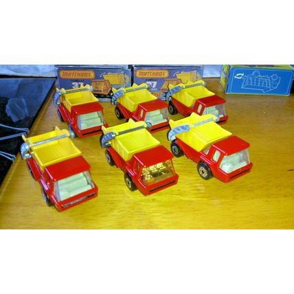 Matchbox No37 Skip Trucks x 6 (1 a very rare gold interior)