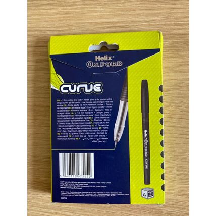 Helix Oxford Curve Ballpoint Pens Black Ink x10 Pack