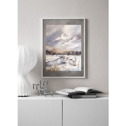 Landscape Watercolor Original Painting Winter