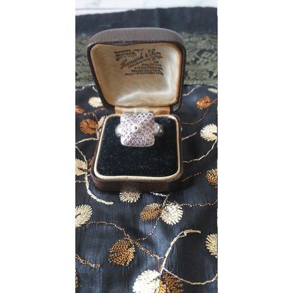 Antique Vintage 1980-s Sterling Silver Amethysts Ring Size UK P, US 7 1/2 7.2 g