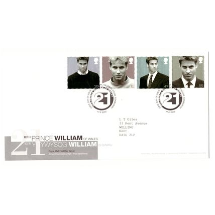 GREAT BRITAIN 2003 21ST BIRTHDAY PRINCE WILLIAM SET OF 4 ON FIRST DAY COVER