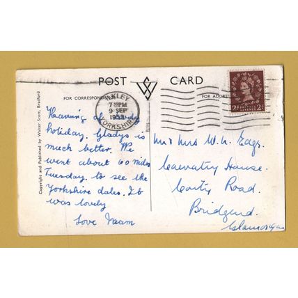 Bolton Abbey - Postally Used - Ilkley 9th September 1953 Yorkshire Postmark