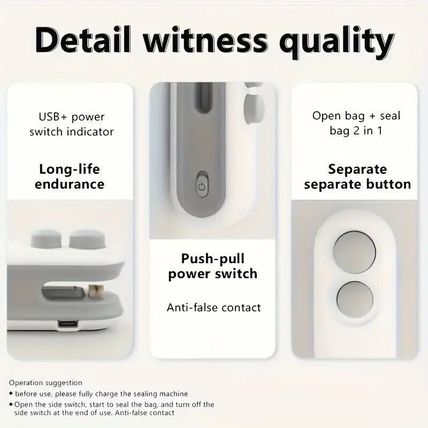 Mini Bag Sealer, Usb Rechargeable Chip Bag Sealer Heat Seal, Portable Handheld ↑