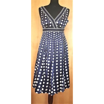 Monsoon Silk Dress Marguerite Blue White Spotted Size 8 UK