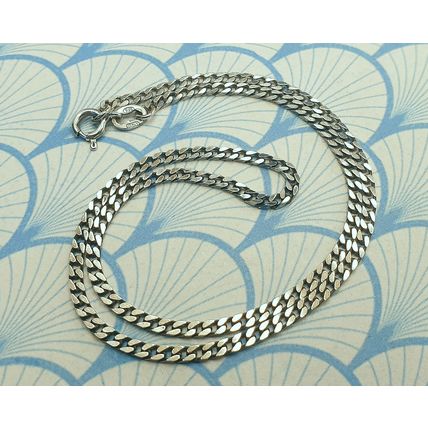 Vintage Italian 925 Sterling Silver Short 14" Curb Chain Choker Necklace