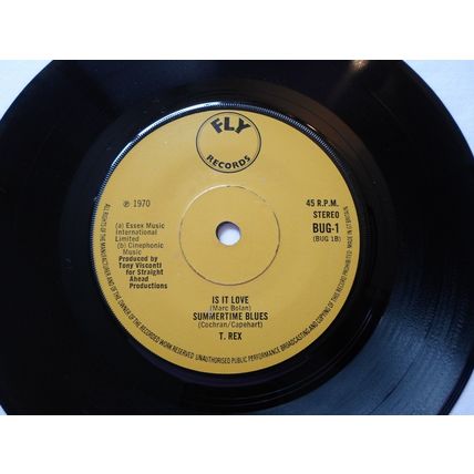 7" 1970. T.REX.RIDE A WHITE SWAN.FLY BUG-1.ISIT LOVE,SUMMERTIME BLUES.NEAR MINT.