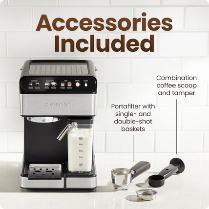 Chefman Cafémaster Pro Espresso Machine, Brew Single or Double Shots, Coffee Mak