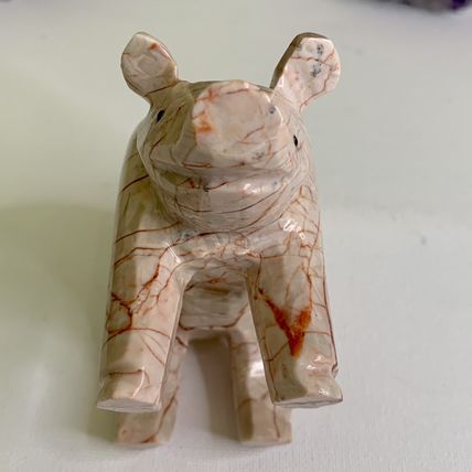 Large Pink Marble Carved Pig Figurine Farm Animal Polished Stone Swine 5" 539g