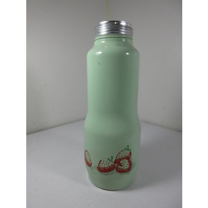 Vinatage Green Metal Soda Whipped Cream Siphon Seltzer Bottle Strawberries 8"