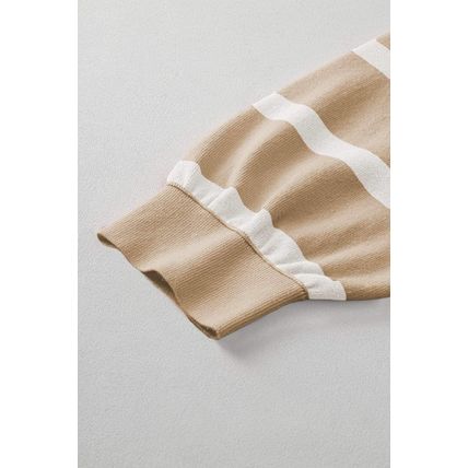 Khaki Stripe Colorblock Oversized Sweater