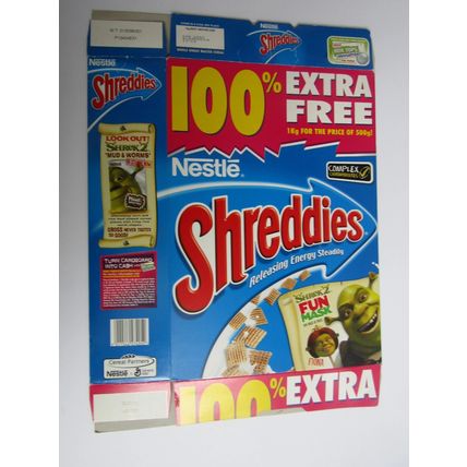 Nestle Shreddies 2004 Cereal Box Empty Shrek 2 FIONA Fun Mask