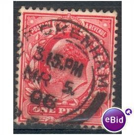GB stamps 1902-10 KEV11 - 1d SG219 Beckenham 20