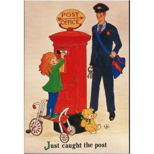 Rosalind J. Wicks postcard 1990 - (No.6) "Just Caught The Post"