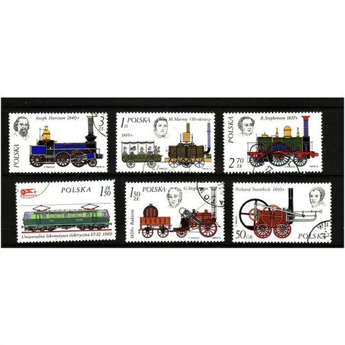 POLAND 1976 HISTORY OF RAILWAY LOCOMOTIVES 6 VALS SG 2414 / 2419 FINE USED