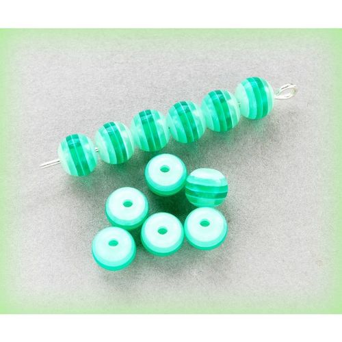 25 no Candy Stripe Green Acrylic 6 mm Round Beads Jewellery Making 2305