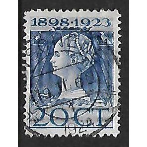 NETHERLANDS 1923 ANNIV QUEENS ACCESSION 20c BLUE SG 263 FINE USED