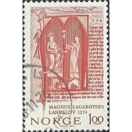 NORWAY, Magnus Lagaboters' National Day, red 1974, 1Kr