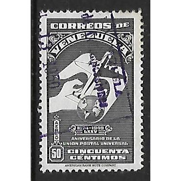 VENEZUELA 1950 75th ANNIV OF UPU 50c BLACK SG835 FINE USED