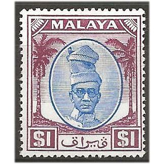 Perak 1950 SG146 $1 Blue & Purple Mounted Mint . .. .