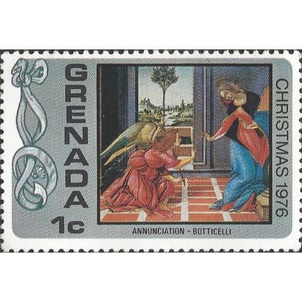 GRENADA, CHRISTMAS, Annunciation, Botticelli, grey 1976, 1c
