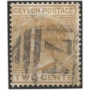 Ceylon 1883 SG146 2c Pale Brown Wmk Crown CA Good+ Used . .. .