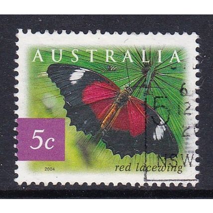 AUSTRALIA 2004 FLORA & FAUNA 7th SERIES 5c RED LACEWING BUTTERFLY USED SG2377