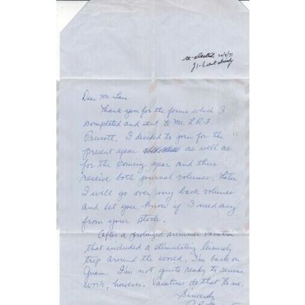 United States 1971 13c+1c Aerogramme Anderson AFB-Ashford UK written VGC