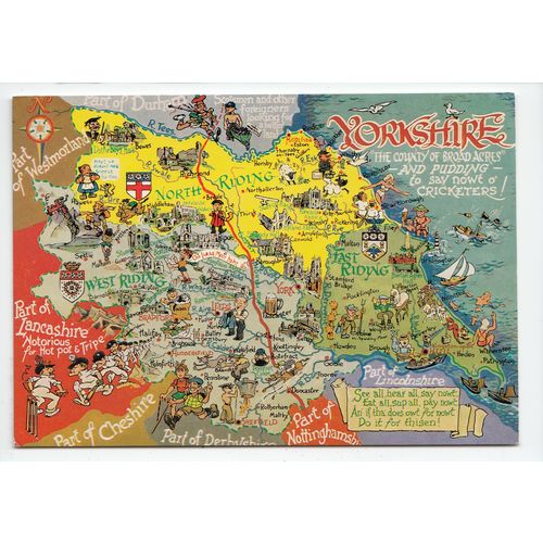 Yorkshire Map Postcard Y18
