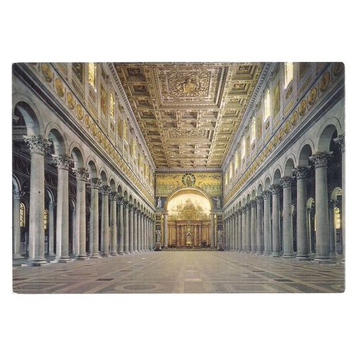 BASILICA OF SAINT PAUL, central nave , ROME vintage unused postcard #