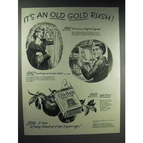 1944 Old Gold Cigarettes Ad - It's An Old Gold Rush