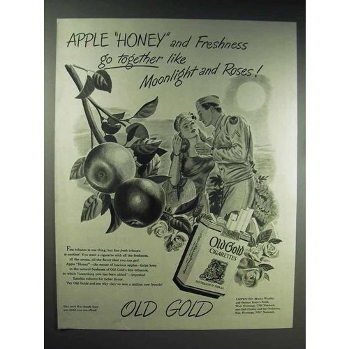 1944 Old Gold Cigarettes Ad - Moonlight and Roses