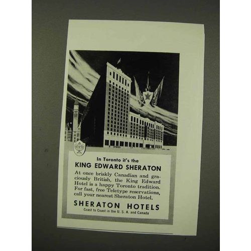 1956 Sheraton Hotel Ad - Toronto King Edward