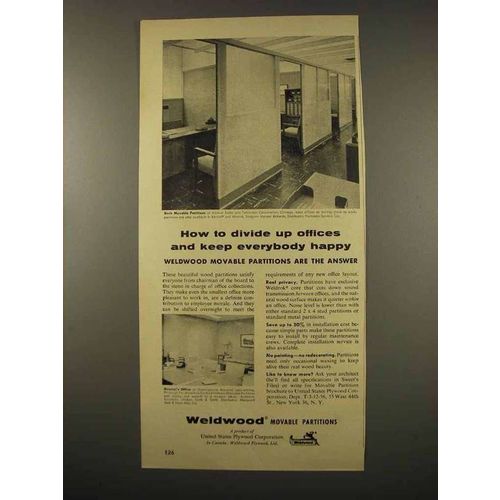 1956 Weldwood Partitions Ad - Divide Up Offices